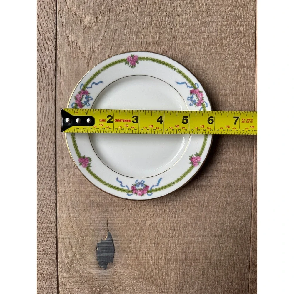 T&V Limoges France Antique Porcelain Dessert Plate Art Nouveau Roses 1917 6.25
